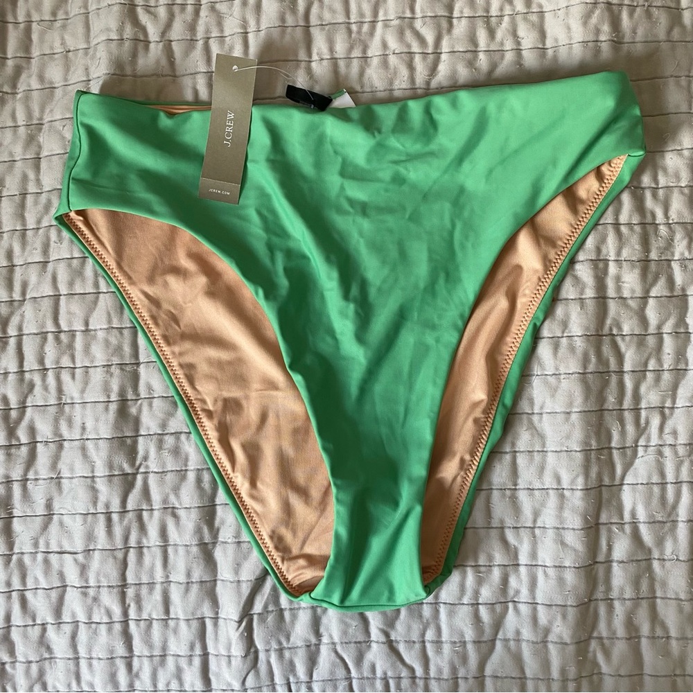J. Crew Green Bikini Swim Bottoms Classic Cut